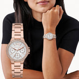 Buy Shop Michael Kors Camille Multifunction White Dial Rose Gold Steel Strap Watch For Women - MK6845 USA Online