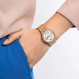 Buy Shop Michael Kors Camille Multifunction White Dial Rose Gold Steel Strap Watch For Women - MK6845 USA Online