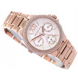 Buy Shop Michael Kors Camille Multifunction White Dial Rose Gold Steel Strap Watch For Women - MK6845 USA Online