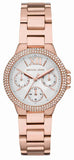 Buy Shop Michael Kors Camille Multifunction White Dial Rose Gold Steel Strap Watch For Women - MK6845 USA Online