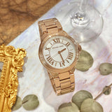 Buy Shop Michael Kors Camille Quartz White Dial Rose Gold Steel Strap Watch For Women - MK7256 USA Online