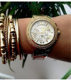Buy Shop Michael Kors Camille Silver Diamonds Dial Gold Steel Strap Watch for Women - MK5756 USA Online