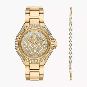Buy Shop Michael Kors Camille Three-Hand Crystals Gold Dial Gold Steel Strap Watch for Women - MK1067 USA Online