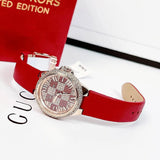 Buy Shop Michael Kors Camille Three Hand Crystals Rose Gold Dial Red Leather Strap Watch For Women - MK4701 USA Online