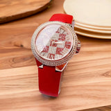 Buy Shop Michael Kors Camille Three Hand Crystals Rose Gold Dial Red Leather Strap Watch For Women - MK4701 USA Online