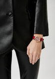 Buy Shop Michael Kors Camille Three Hand Crystals Rose Gold Dial Red Leather Strap Watch For Women - MK4701 USA Online