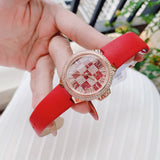 Buy Shop Michael Kors Camille Three Hand Crystals Rose Gold Dial Red Leather Strap Watch For Women - MK4701 USA Online