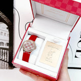 Buy Shop Michael Kors Camille Three Hand Crystals Rose Gold Dial Red Leather Strap Watch For Women - MK4701 USA Online
