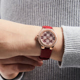 Buy Shop Michael Kors Camille Three Hand Crystals Rose Gold Dial Red Leather Strap Watch For Women - MK4701 USA Online