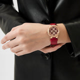 Buy Shop Michael Kors Camille Three Hand Crystals Rose Gold Dial Red Leather Strap Watch For Women - MK4701 USA Online