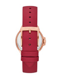Buy Shop Michael Kors Camille Three Hand Crystals Rose Gold Dial Red Leather Strap Watch For Women - MK4701 USA Online