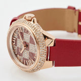 Buy Shop Michael Kors Camille Three Hand Crystals Rose Gold Dial Red Leather Strap Watch For Women - MK4701 USA Online