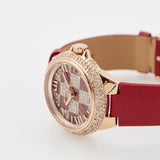 Buy Shop Michael Kors Camille Three Hand Crystals Rose Gold Dial Red Leather Strap Watch For Women - MK4701 USA Online