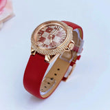 Buy Shop Michael Kors Camille Three Hand Crystals Rose Gold Dial Red Leather Strap Watch For Women - MK4701 USA Online