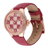 Buy Shop Michael Kors Camille Three Hand Crystals Rose Gold Dial Red Leather Strap Watch For Women - MK4701 USA Online