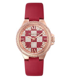 Buy Shop Michael Kors Camille Three Hand Crystals Rose Gold Dial Red Leather Strap Watch For Women - MK4701 USA Online