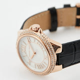 Buy Shop Michael Kors Camille Three-Hand Crystals White Dial Black Leather Strap Watch for Women - MK2962 USA Online