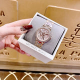 Buy Shop Michael Kors Camille Three Hand Rose Gold Dial Rose Gold Steel Strap Watch For Women - MK7197 USA Online