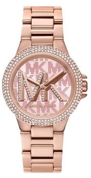 Buy Shop Michael Kors Camille Three Hand Rose Gold Dial Rose Gold Steel Strap Watch For Women - MK7197 USA Online