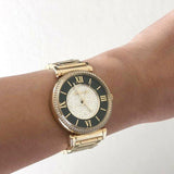 Buy Shop Michael Kors Catlin Black Dial Gold Steel Strap Watch for Women - MK3338 USA Online