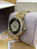 Buy Shop Michael Kors Catlin Black Dial Gold Steel Strap Watch for Women - MK3338 USA Online