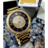 Buy Shop Michael Kors Catlin Black Dial Gold Steel Strap Watch for Women - MK3338 USA Online