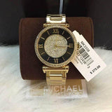 Buy Shop Michael Kors Catlin Black Dial Gold Steel Strap Watch for Women - MK3338 USA Online