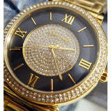 Buy Shop Michael Kors Catlin Black Dial Gold Steel Strap Watch for Women - MK3338 USA Online