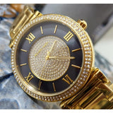 Buy Shop Michael Kors Catlin Black Dial Gold Steel Strap Watch for Women - MK3338 USA Online