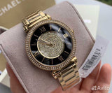 Buy Shop Michael Kors Catlin Black Dial Gold Steel Strap Watch for Women - MK3338 USA Online