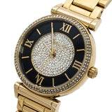 Buy Shop Michael Kors Catlin Black Dial Gold Steel Strap Watch for Women - MK3338 USA Online