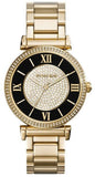 Buy Shop Michael Kors Catlin Black Dial Gold Steel Strap Watch for Women - MK3338 USA Online