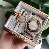 Buy Shop Michael Kors Catlin Black Dial Rose Gold Steel Strap Watch for Women - MK3339 USA Online