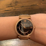 Buy Shop Michael Kors Catlin Black Diamonds Dial Rose Gold Steel Strap Watch for Women - MK3356 USA Online