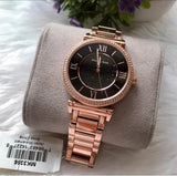 Buy Shop Michael Kors Catlin Black Diamonds Dial Rose Gold Steel Strap Watch for Women - MK3356 USA Online