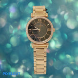 Buy Shop Michael Kors Catlin Black Diamonds Dial Rose Gold Steel Strap Watch for Women - MK3356 USA Online
