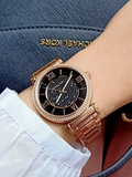 Buy Shop Michael Kors Catlin Black Diamonds Dial Rose Gold Steel Strap Watch for Women - MK3356 USA Online