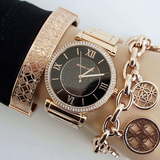 Buy Shop Michael Kors Catlin Black Diamonds Dial Rose Gold Steel Strap Watch for Women - MK3356 USA Online