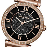 Buy Shop Michael Kors Catlin Black Diamonds Dial Rose Gold Steel Strap Watch for Women - MK3356 USA Online