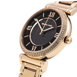 Buy Shop Michael Kors Catlin Black Diamonds Dial Rose Gold Steel Strap Watch for Women - MK3356 USA Online