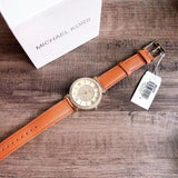 Buy Shop Michael Kors Catlin Champagne Dial Brown Leather Strap Watch for Women - MK2375 USA Online