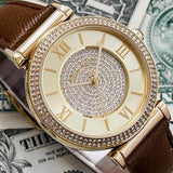 Buy Shop Michael Kors Catlin Champagne Dial Brown Leather Strap Watch for Women - MK2375 USA Online