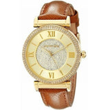 Buy Shop Michael Kors Catlin Champagne Dial Brown Leather Strap Watch for Women - MK2375 USA Online