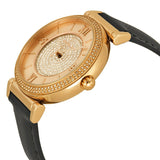 Buy Shop Michael Kors Catlin Rose Gold Crystal Dial Black Leather Strap Watch for Women - MK2376 USA Online