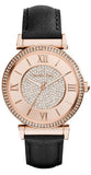 Buy Shop Michael Kors Catlin Rose Gold Crystal Dial Black Leather Strap Watch for Women - MK2376 USA Online