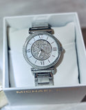 Buy Shop Michael Kors Catlin Silver Dial Silver Steel Strap Watch for Women - MK3355 USA Online