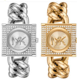 Buy Shop Michael Kors Chain Lock Pave Silver Dial Silver Steel Strap Watch For Women - MK4718 USA Online