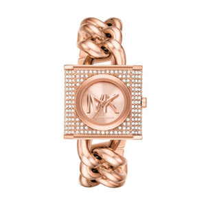 Buy Shop Michael Kors Chain Lock Three-Hand Rose Gold Dial Rose Gold Steel Strap Watch for Women - MK4827 USA Online