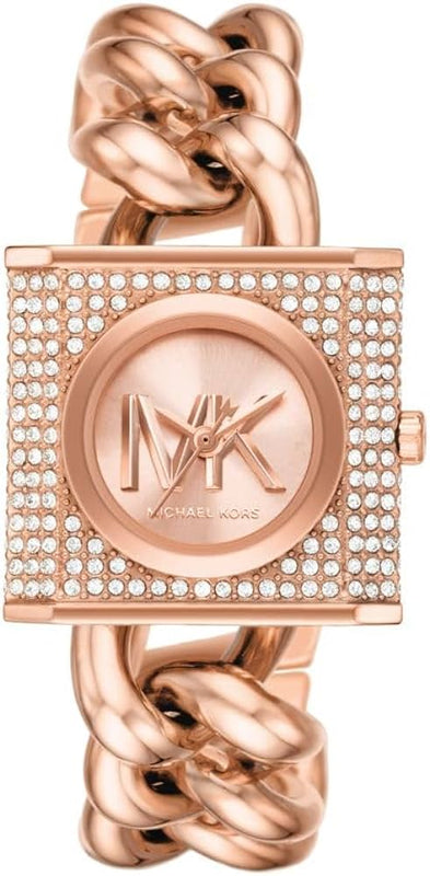 Buy Shop Michael Kors Chain Lock Three-Hand Rose Gold Dial Rose Gold Steel Strap Watch for Women - MK4827 USA Online