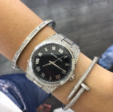 Buy Shop Michael Kors Channing Diamonds Black Dial Silver Steel Strap Watch for Women - MK6089 USA Online